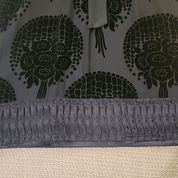 BCBGMaxazria Black Jacquard Women's V-Neck Zip Up Midi Flared Dress 12 - Picture 4 of 4